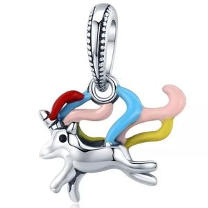 925 Sterling Silver Unicorn Enamel Colorful